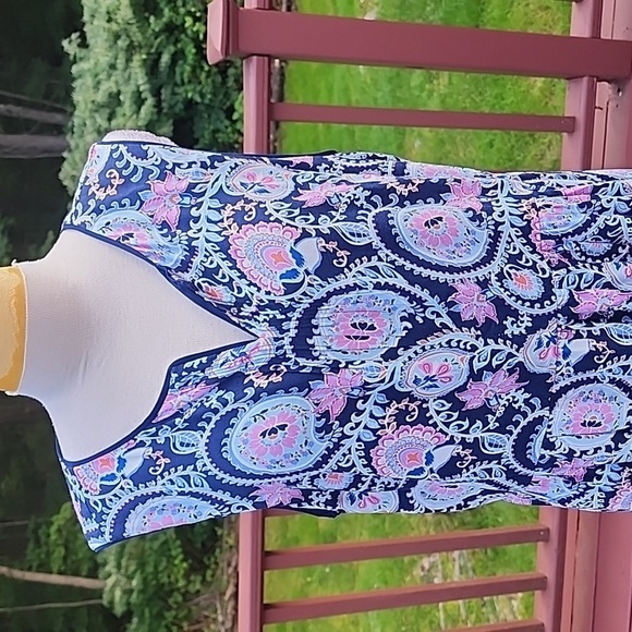 Talbots SZ 16, blue/pink multi print maxi dress. - Picture 2 of 9